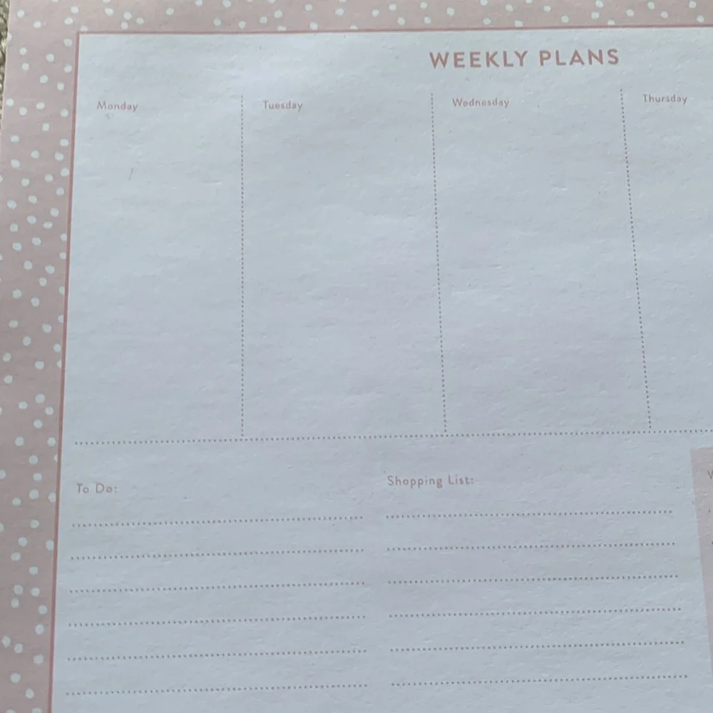 Weekly planner pad soft pink